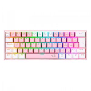 Teclado Para Juegos Redragon Fizz Rainbow K617-rgb-pw Con Interruptores Azules, Diseño Del 60 %, Color Rosa Y Blanco