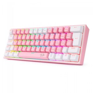 Teclado Para Juegos Redragon Fizz Rainbow K617-rgb-pw Con Interruptores Azules, Diseño Del 60 %, Color Rosa Y Blanco - Imagen 2