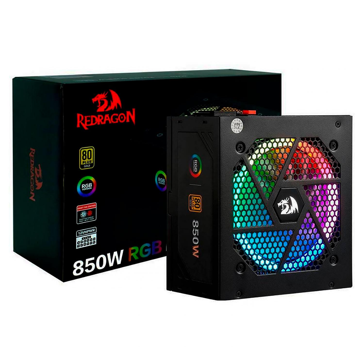 Redragon Rgps Gc-ps006-1 Atx 750w 80 Plus Gold Pfc Fuente De Alimentación Rgb Bivolt Modular Activa Completa - Negro