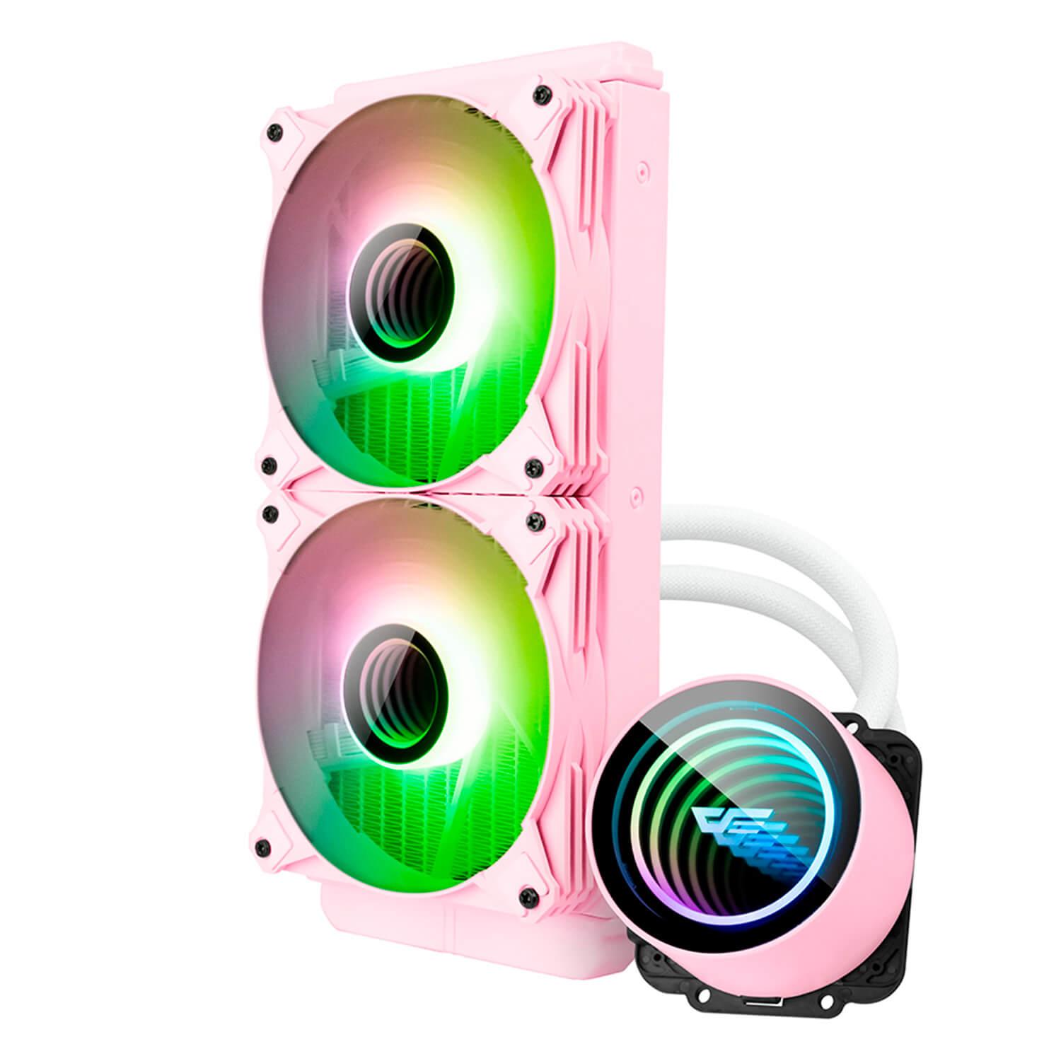Disipador De Agua Darkflash Twister Dx240 V2 Argb Para Procesador, Color Rosa