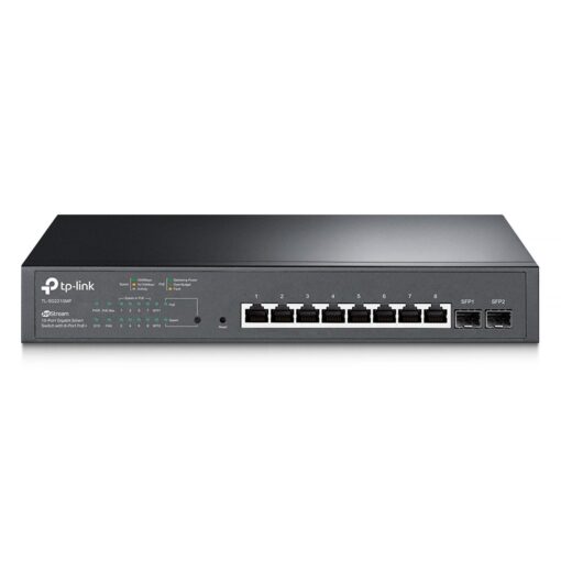 Switch Poe+ De 10 Puertos Y 8 Puertos 2sfp De 1000 Mbps De Tp-link Tl-sg2210mp, Color Gris