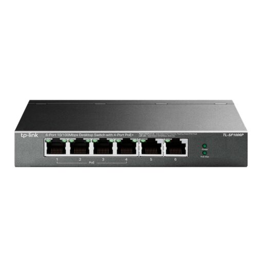 Switch Gigabit 4poe De 6 Puertos Y 100 Mbps De Tp-link Tl-sf1006p, Color Gris