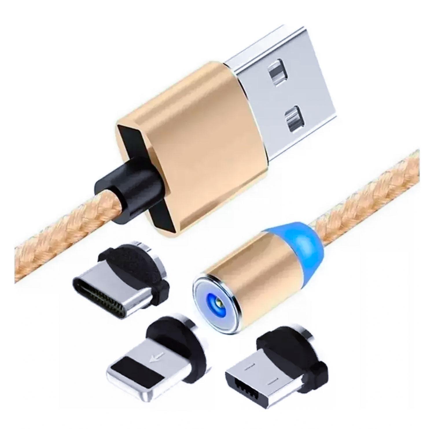 Alternative view of Cable Magnético Usb 2.0 A Lightning Tipo C Micro Usb Smartzla Sat-c005 De 1 M, Oro