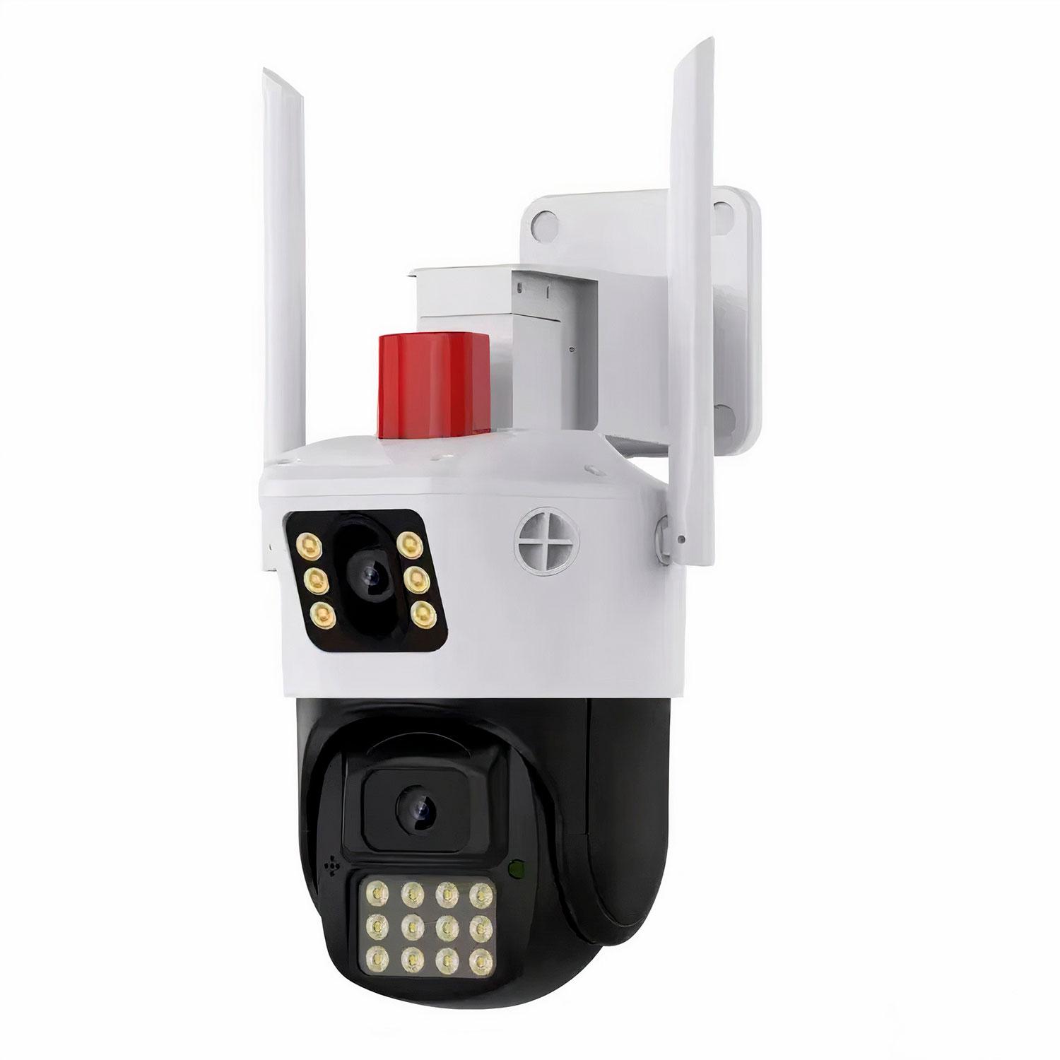 Cámara De Seguridad Ip Tipo Domo Icsee Ipf-09 Con 2 Cámaras, Color Blanco