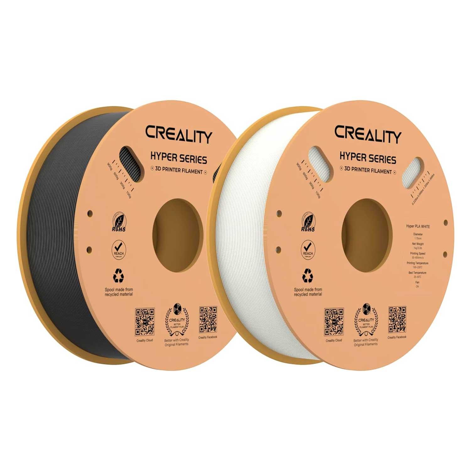 Filamento Creality Hyper-pla 2 Kg 1,75 Mm Para Impresora 3d - Blanco Negro