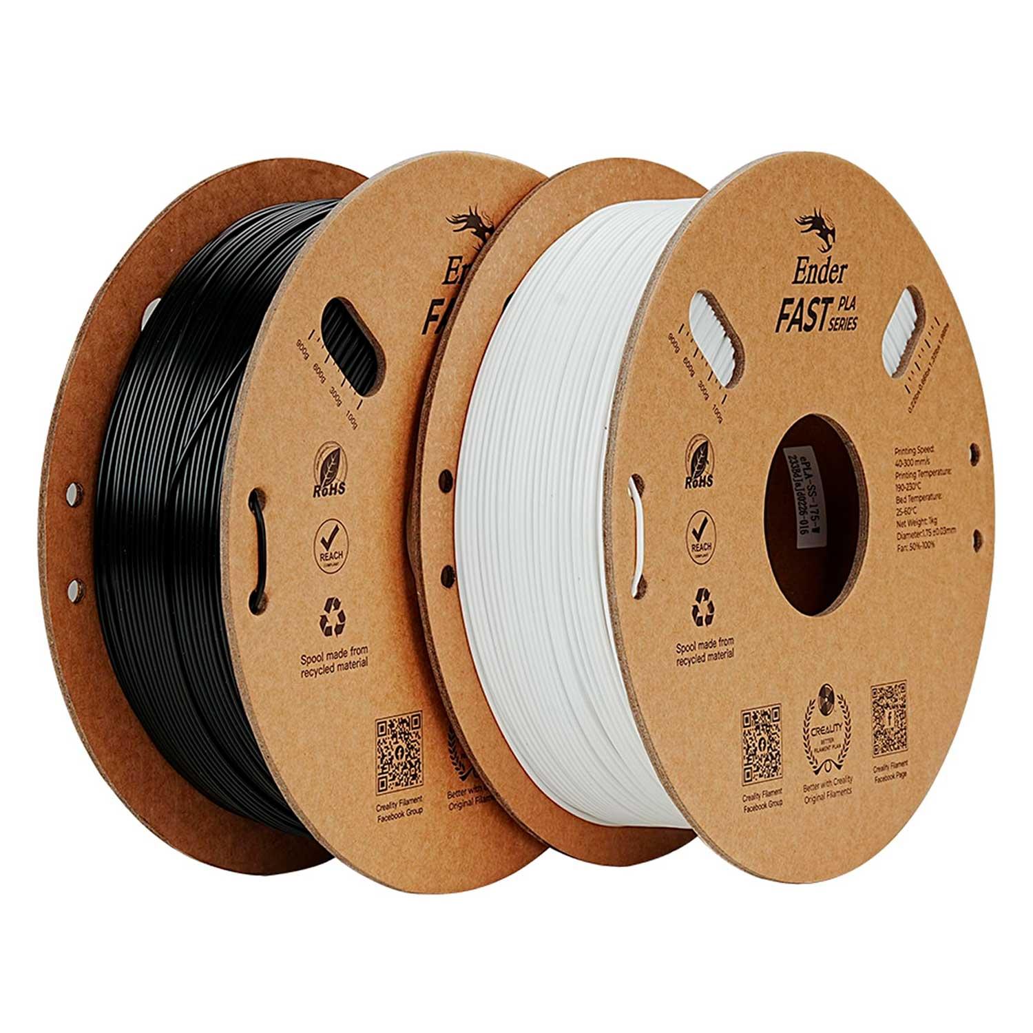 Filamento Creality Fast-pla 2 Kg 1,75 Mm Para Impresora 3d - Blanco Y Negro