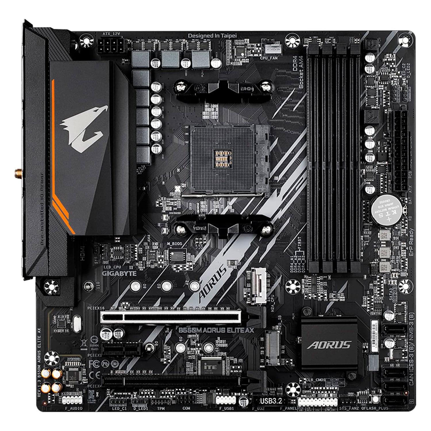 Alternative view of Placa Madre Gigabyte B550m Aorus Elite Ax Wifi Ddr4 Socket Am4 Chipset B550 Micro Atx
