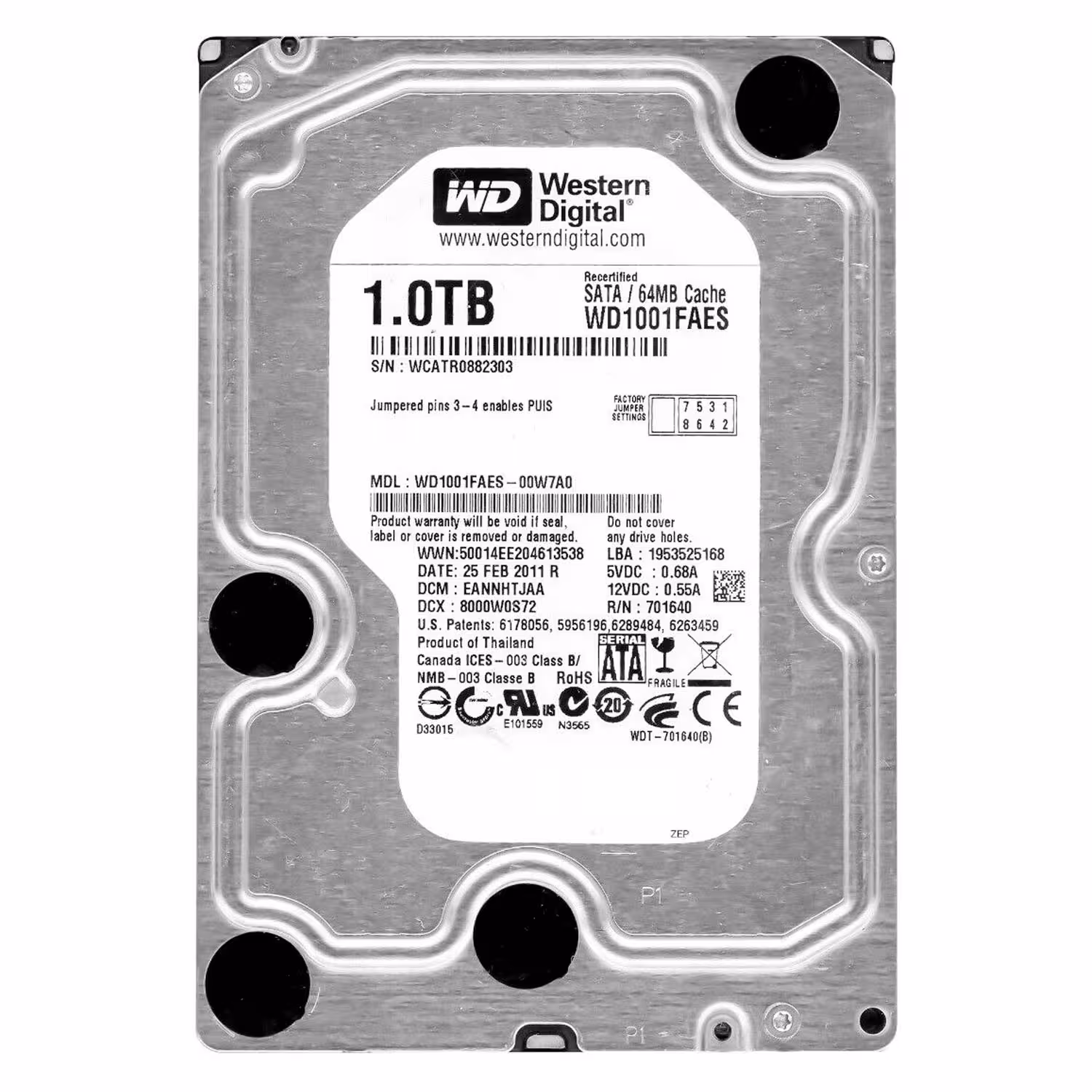 Hd Western Digital Caviar Black Pull 1tb 3.5" Sata 7200rpm - Wd1001faes