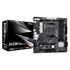 Placa Madre Asrock B450m/ac R2.0 Ddr4 Con Socket Am4 Y Chipset Amd B450 Micro Atx