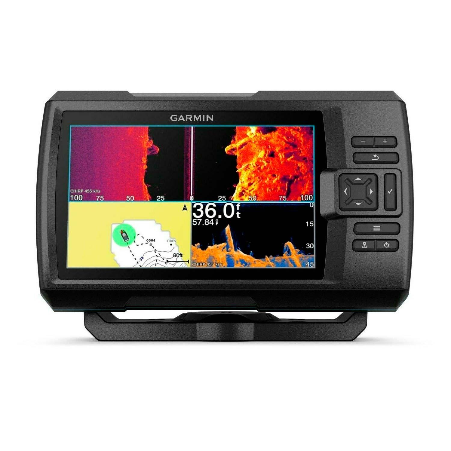 Gps Garmin Striker Vivid 7sv + Transductor Gt52hw-tm Para La Pesca, Color Negro
