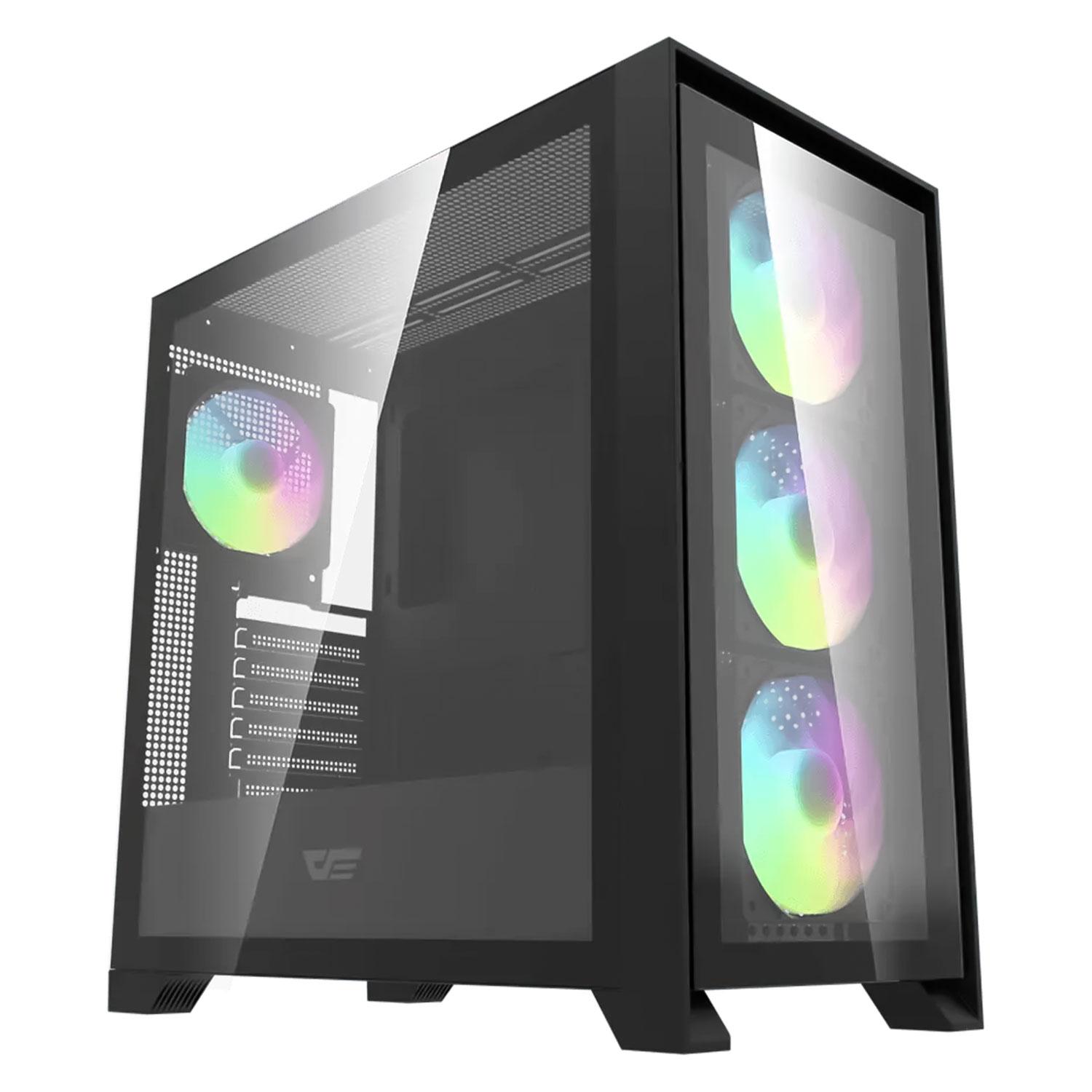 Gabinete Aigo Darkflash Drx90 De Cristal De Tamaño Mediano, Color Negro (4 Ventiladores Argb)