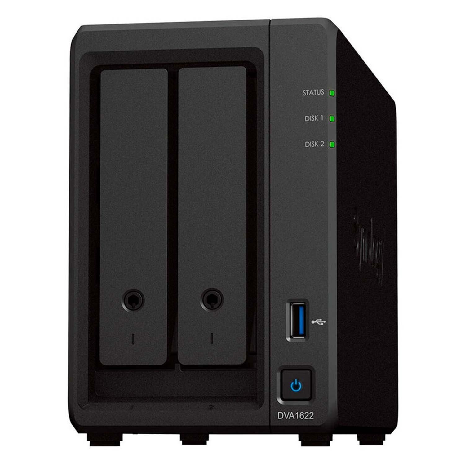 Server Nas Synology Deep Learning Nvr Dva1622 Ddr4 Intel Celeron J4125 De 2 Bahías, Color Negro