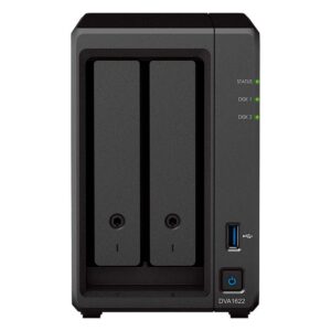 Server Nas Synology Deep Learning Nvr Dva1622 Ddr4 Intel Celeron J4125 De 2 Bahías, Color Negro - Imagen 2