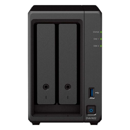 Alternative view of Server Nas Synology Deep Learning Nvr Dva1622 Ddr4 Intel Celeron J4125 De 2 Bahías, Color Negro