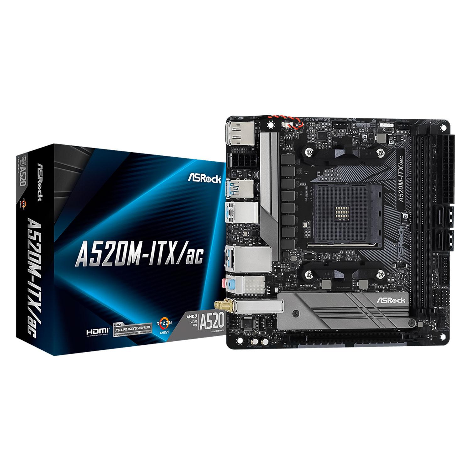 Placa Madre Asrock A520m-itx/ac Wifi Ddr4 Socket Am4 Chipset Amd A520 Mini Itx