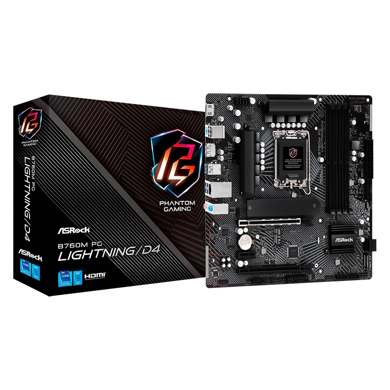 Placa Madre Asrock B760m Pg Lightning/d4 Ddr4 Socket Lga 1700 Chipset Intel B760 Micro Atx