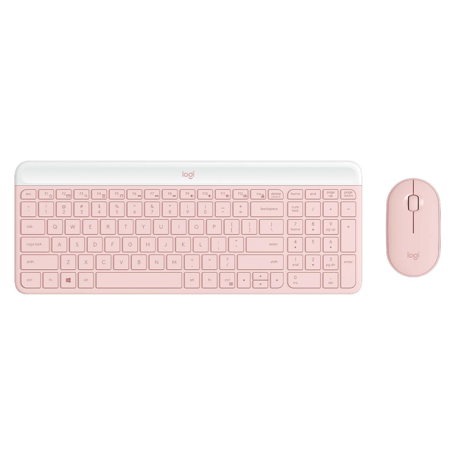 Kit De Teclado Y Ratón Inalámbricos Logitech Mk470 920-011312 En Inglés, Rosa