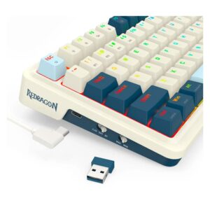 Teclado Inalámbrico Para Juegos Redragon Eisa Pro K686wb Rgb Con Diseño De Interruptores Rojos Y 96 % De Teclas - Azul - Imagen 4