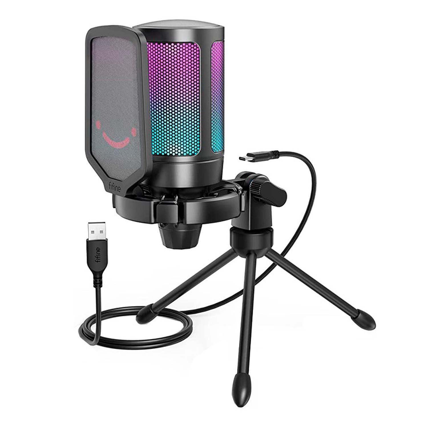 Micrófono De Condensador Usb Rgb Fifine A6v