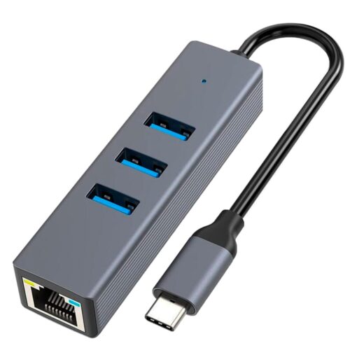 Adaptador Concentrador Usb-c Rj45 Usb 3.0 4 En 1 - Gris