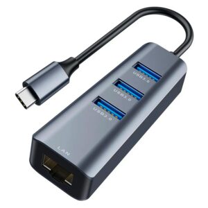 Adaptador Concentrador Usb-c Rj45 Usb 3.0 4 En 1 - Gris - Imagen 2