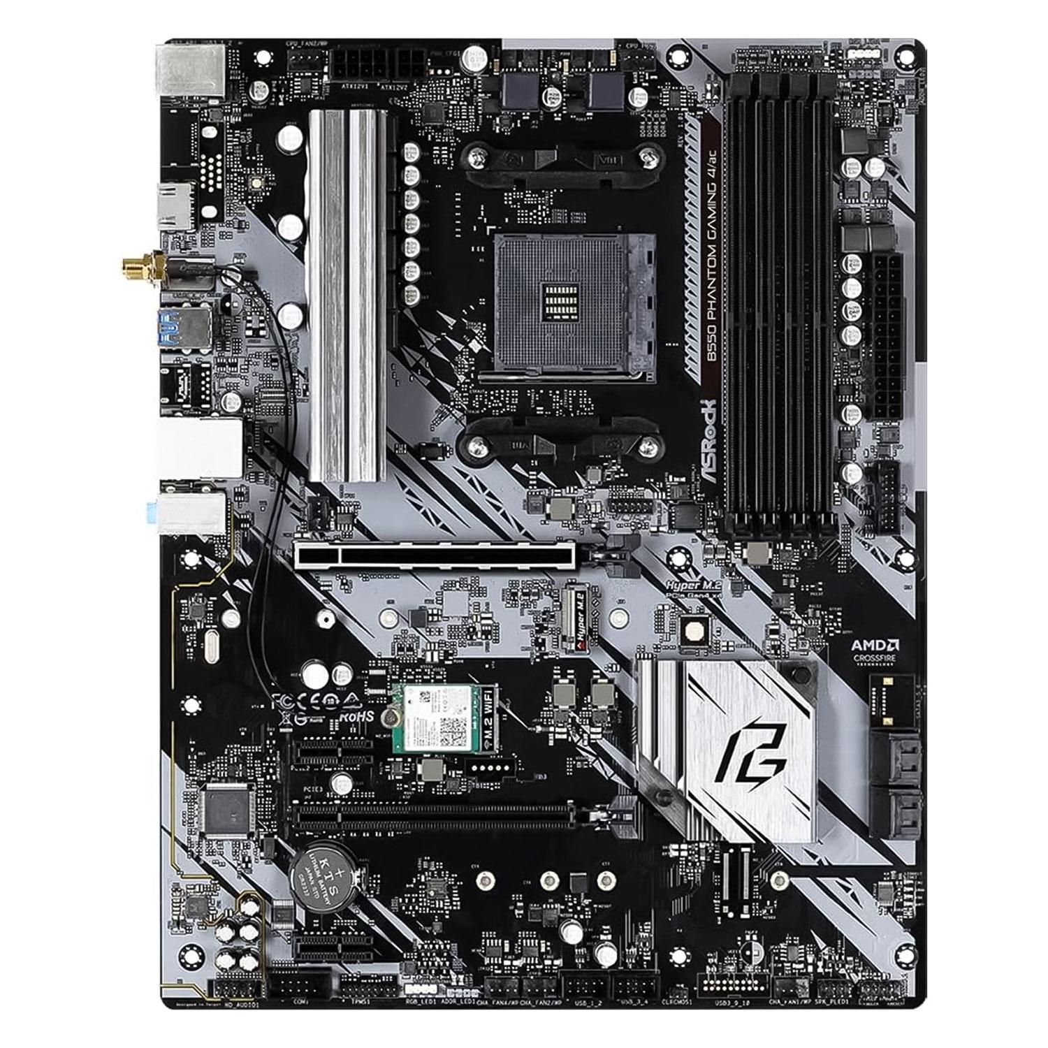 Alternative view of Asrock B550 Phantom Gaming 4/ac Ddr4 Socket Am4 Chipset Amd B550 Atx