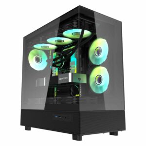 Gabinete Darkflash Dpx90 De Tamaño Mediano, Color Negro (3 Ventiladores Argb)