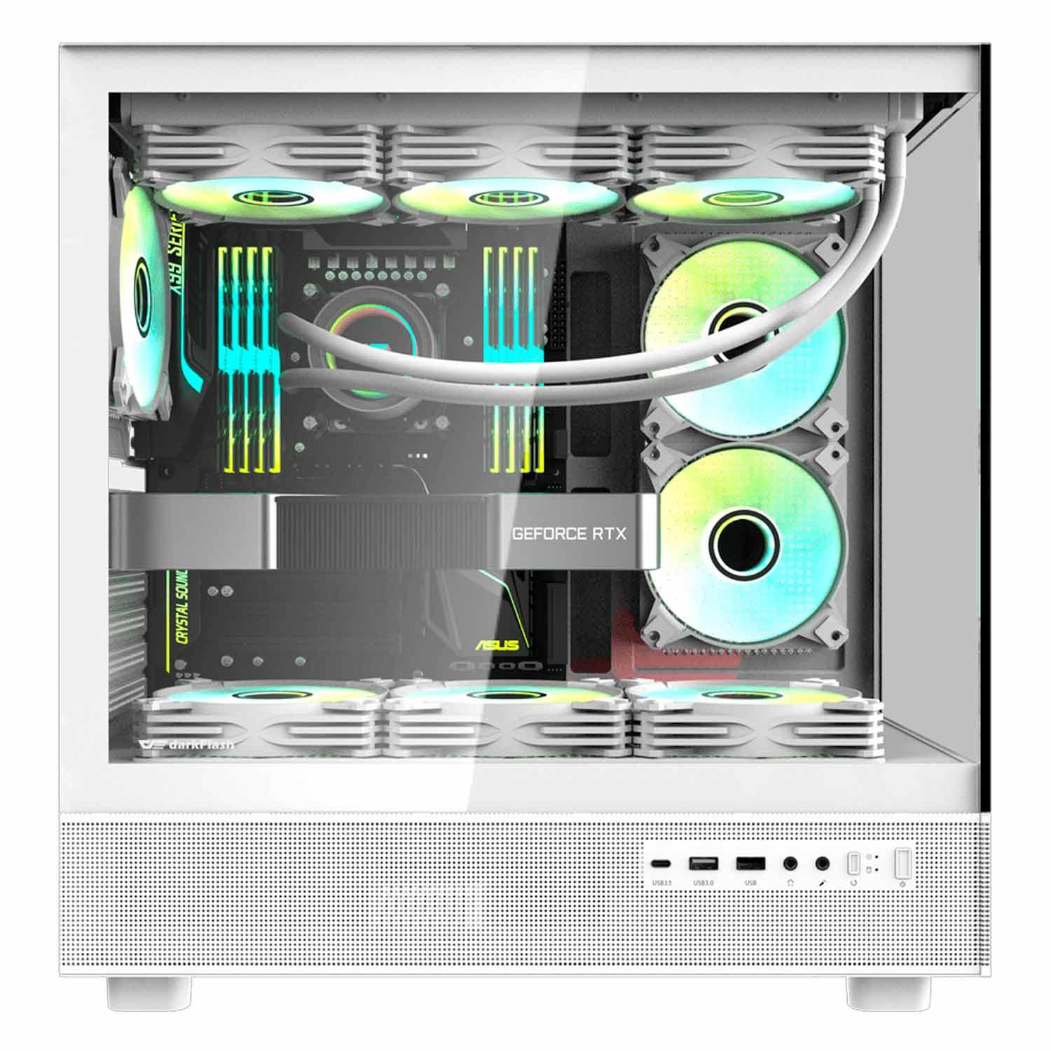 Gabinete Darkflash Dpx90 De Tamaño Mediano, Color Blanco (3 Ventiladores Argb) - Imagen 4
