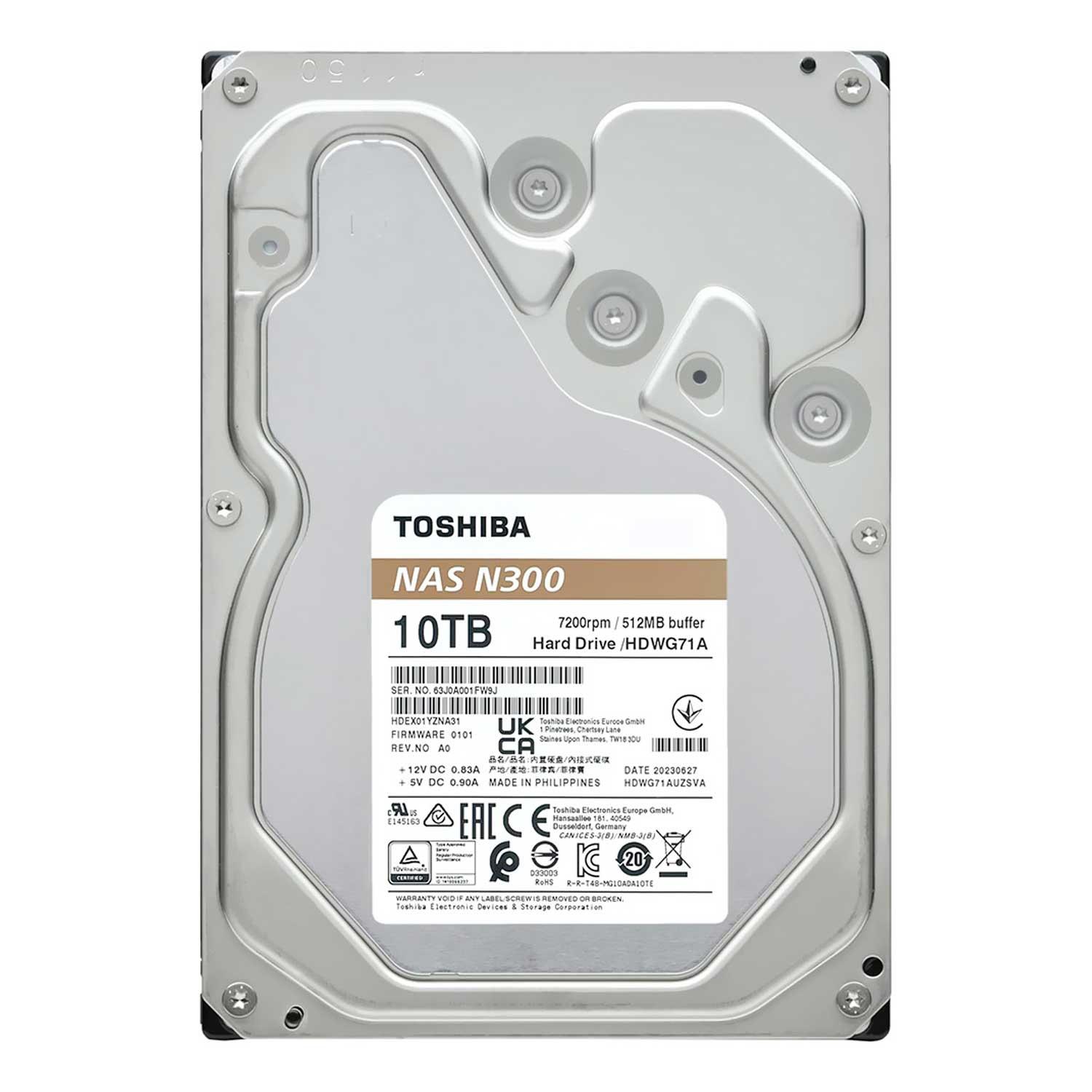 Disco Duro Toshiba N300 Nas De 10 Tb, 3,5" Sata 3, 7200 Rpm - Hdwg71axzsta