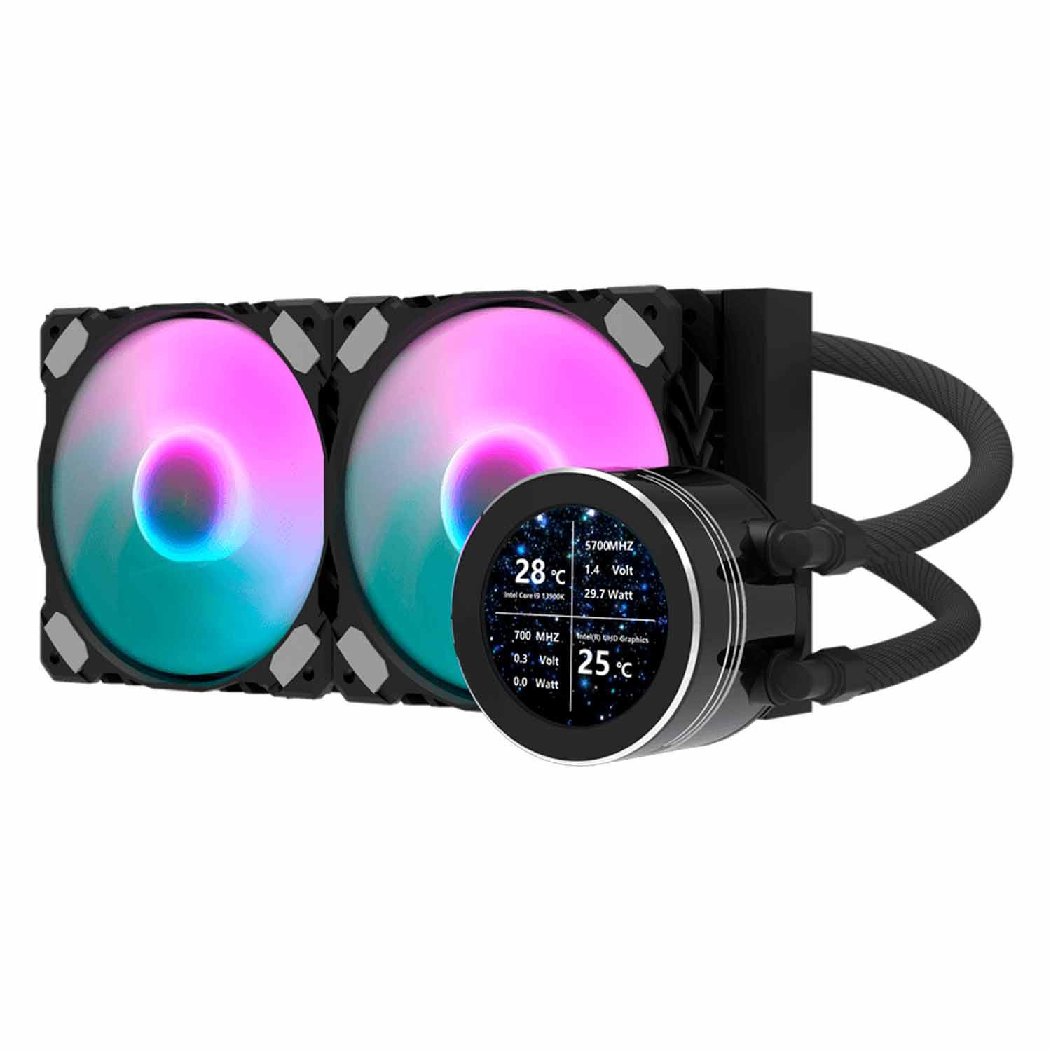 Dispensador De Agua Con Procesador Darkflash Nebula Dn240s Rgb, Color Negro