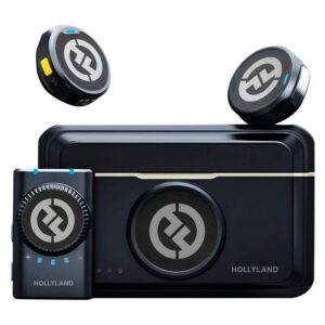 Micrófono De Solapa Inalámbrico Con Iluminación Usb-c Hollyland Lark M2 Combo Para Teléfono Inteligente, Color Negro