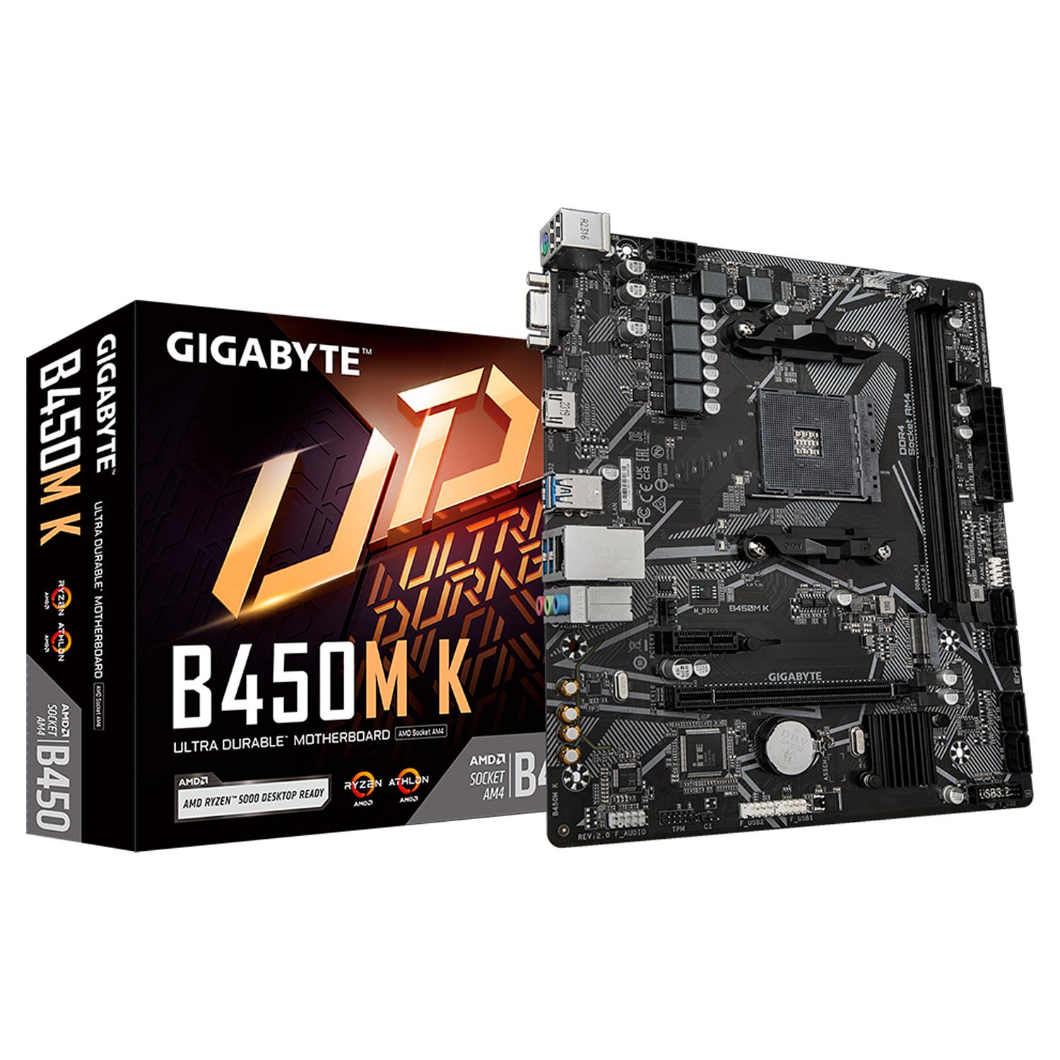 Placa Madre Gigabyte B450m K Ddr4 Socket Am4 Chipset Amd B450 Micro Atx