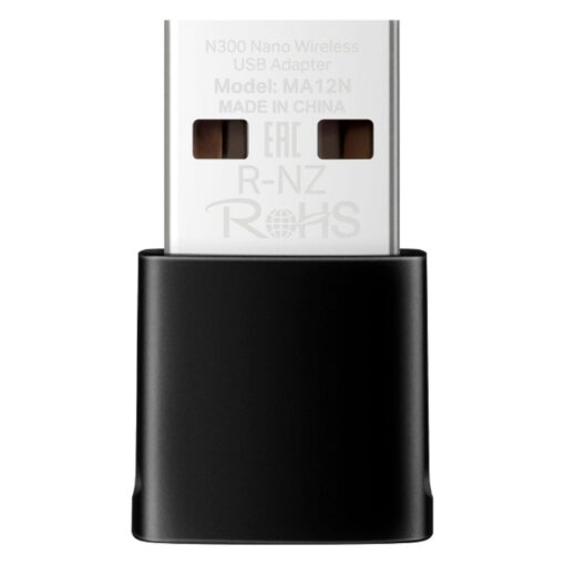 Adaptador Usb Inalámbrico Mercusys Nano Ma12n De 300 Mbps, Color Negro