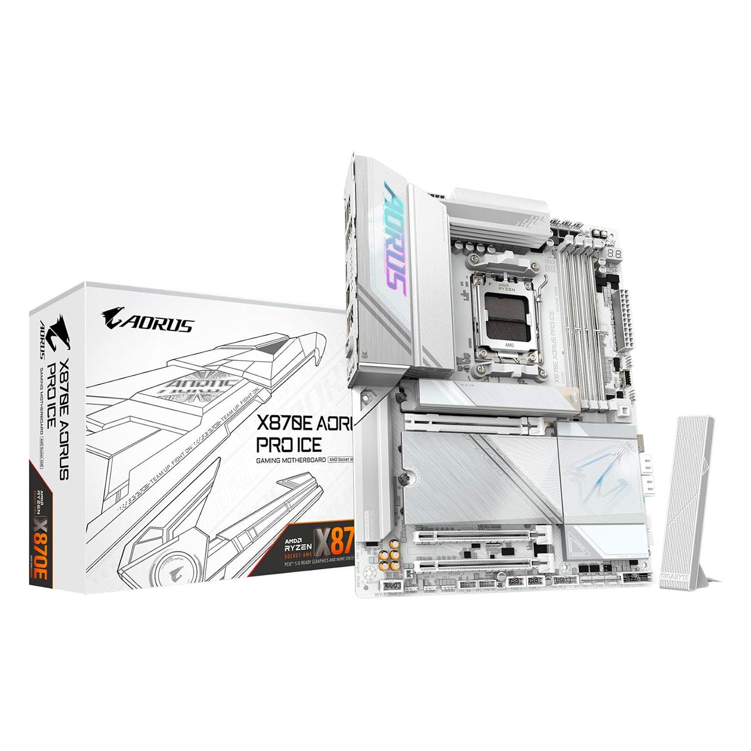 Placa Madre Gigabyte X870e Aorus Pro Ice Con 4 Ranuras Ddr5 Y Chipset Amd X870 Atx