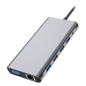 Adaptador De Concentrador 12 En 1, Color Gris