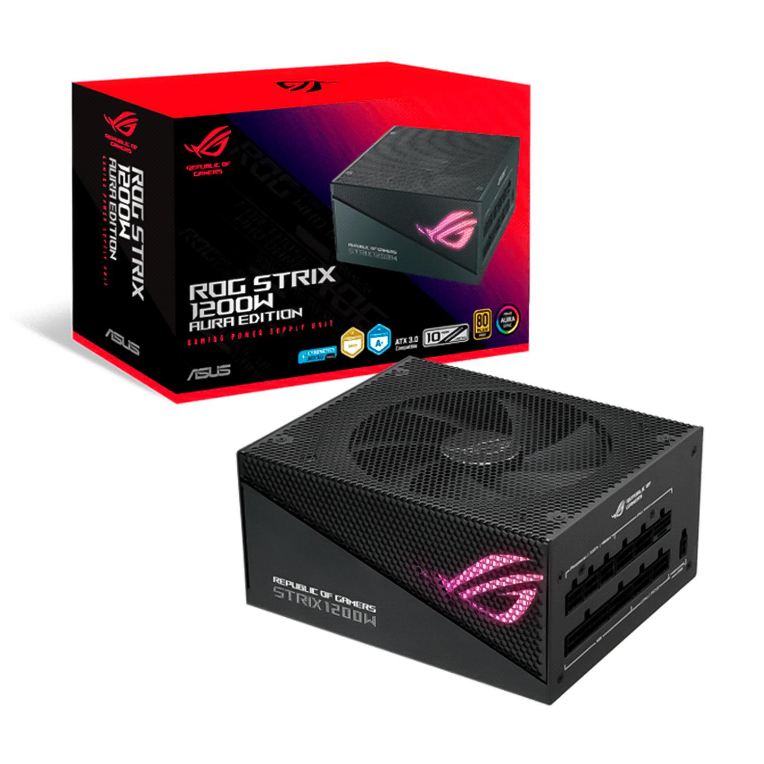 Fuente De Alimentación Modular Completa Bivolt Asus Rog Strix Aura Gaming Atx 1200w 80 Plus Gold Active Pfc - Negro
