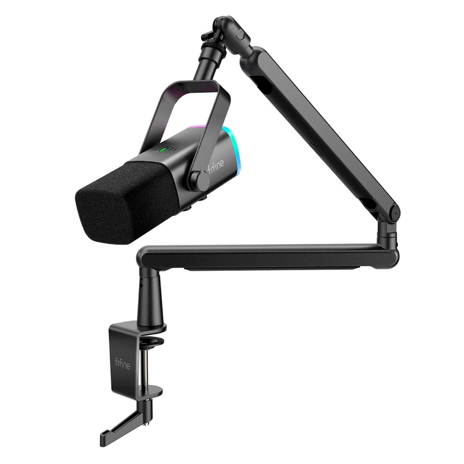 Kit De Micrófono Dinámico Rgb De 16 Khz Fifine Ampligame Tam8, Color Negro