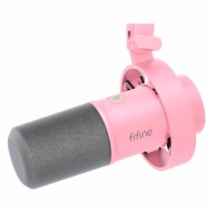 Micrófono Dinámico Fifine K688p Amplitank Xlr De 48 Khz, Color Rosa