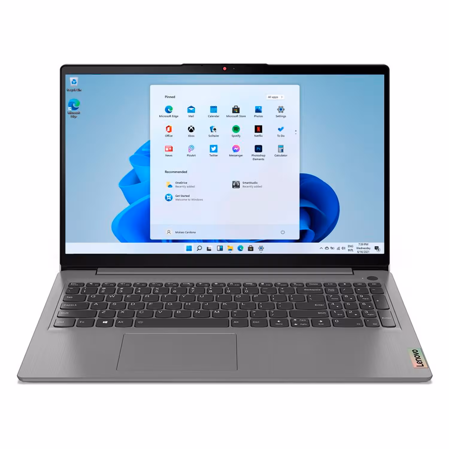 Notebook Lenovo Ideapad 3 82ku00yyus 15.6" Amd Ryzen 5-5500 256gb Ssd 8gb Ram - Gris