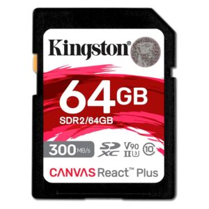 Tarjeta De Memoria Sd Kingston Canvas React Plus 64gb 300mbs - Sdr2/64gb