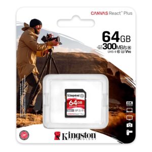 Tarjeta De Memoria Sd Kingston Canvas React Plus 64gb 300mbs - Sdr2/64gb - Imagen 3