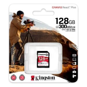 Tarjeta De Memoria Sd Kingston Canvas React Plus 32gb 300mbs - Sdr2/128gb - Imagen 3