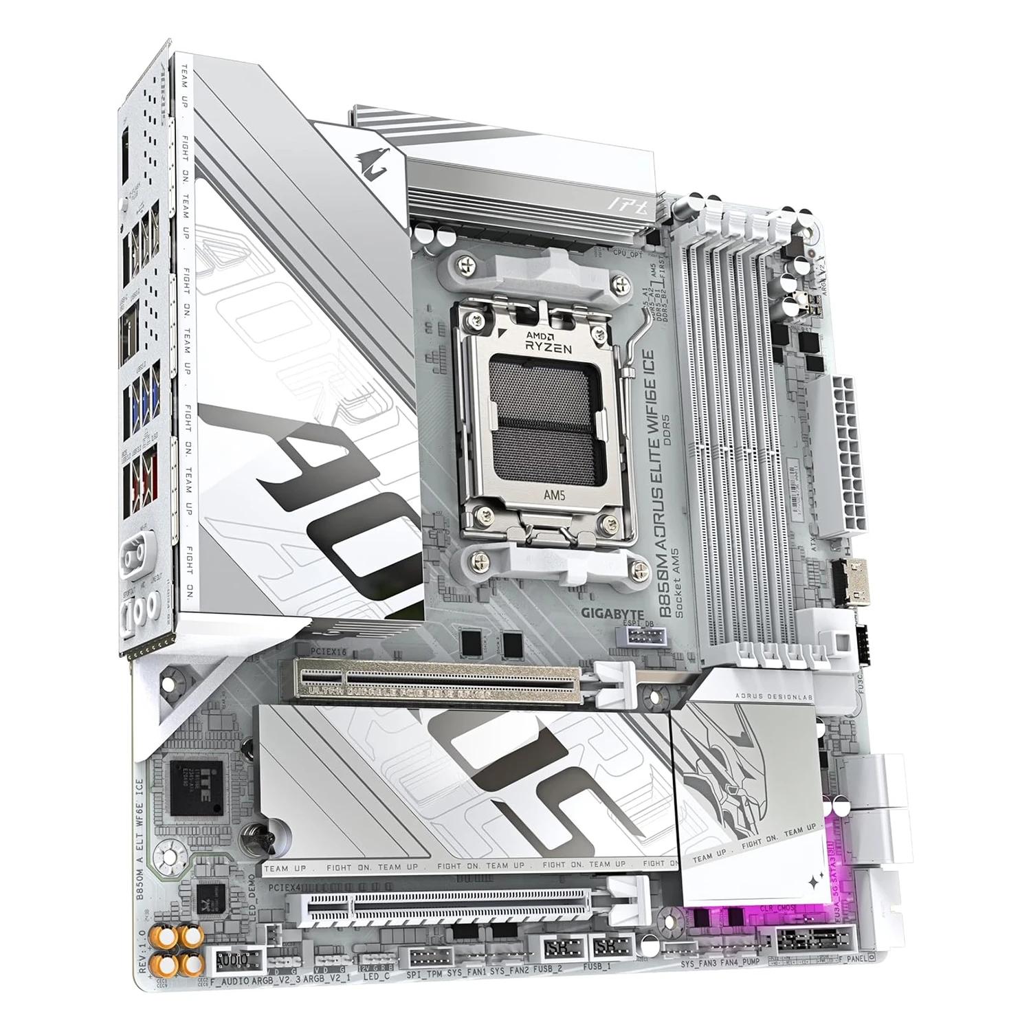 Placa Mãe Gigabyte B850M Aorus Elite WiFi6E Ice DDR5 Socket AM5 Chipset AMD B850 Micro ATX - Imagen 3