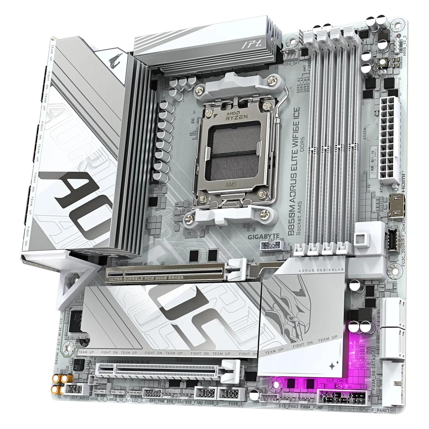 Placa Mãe Gigabyte B850M Aorus Elite WiFi6E Ice DDR5 Socket AM5 Chipset AMD B850 Micro ATX - Imagen 4