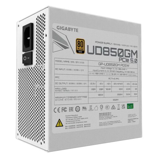 Alternative view of Fuente Atx 850w 80plus Gold Gigabyte Full Modular Gp-ud850gm Pg5w White