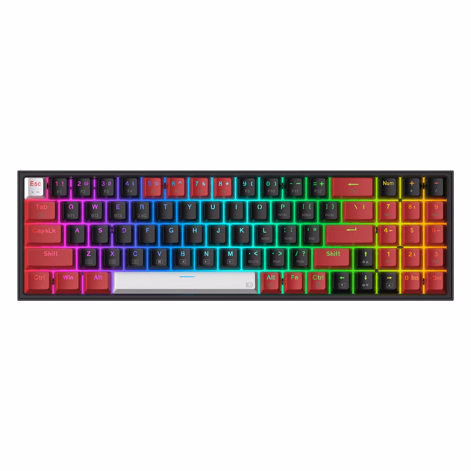 Teclado Redragon K628 Rgb Pro Brw Pollux (75% Hotswap) - Usa Red