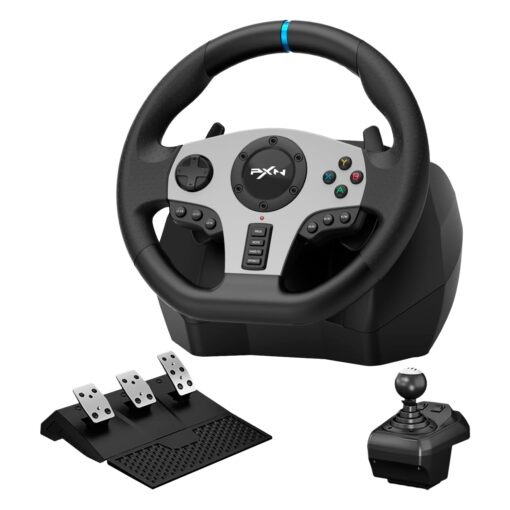 Kit Simulador PXN V9 Para PC / PS3 / PS4 / Xbox One / Xbox Series / Switch - Negro (Volante + Pedal + Cambio)