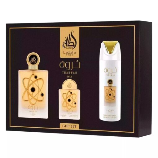 Perfume Lattafa Kit Tharwah Gold C/ 3 Pcs