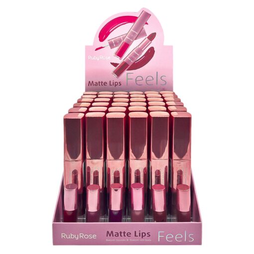 Lápiz Labial Líquido Ruby Rose Matte Duo Lips Feels Hb-8608-5 - 36 Unidades