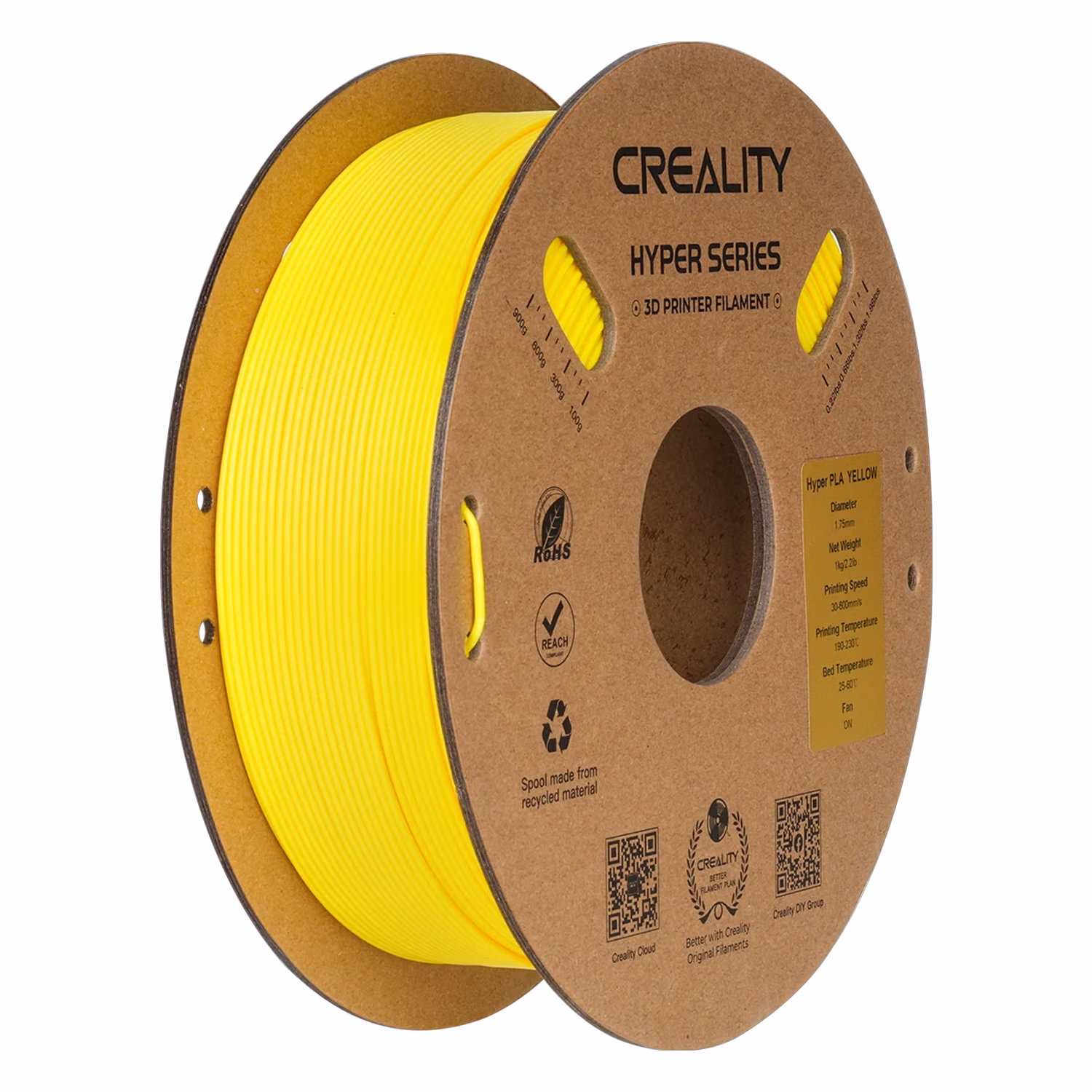 Filamento Creality Hyper-pla-rfid 1kg 1.75mm Para Impressora 3d - Amarillo